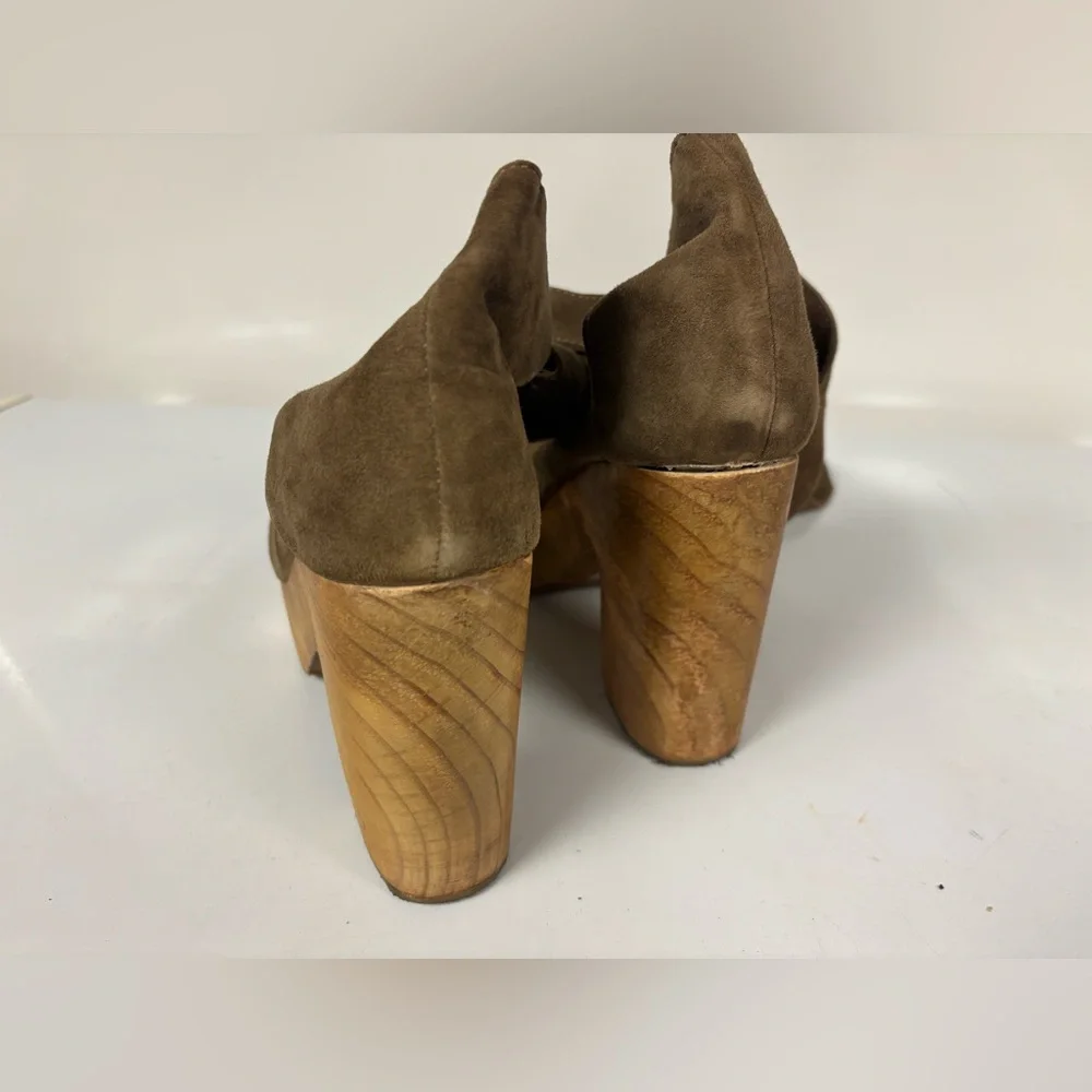 Free People Brown Platform Sandals with Ankle Wrap. Size 38